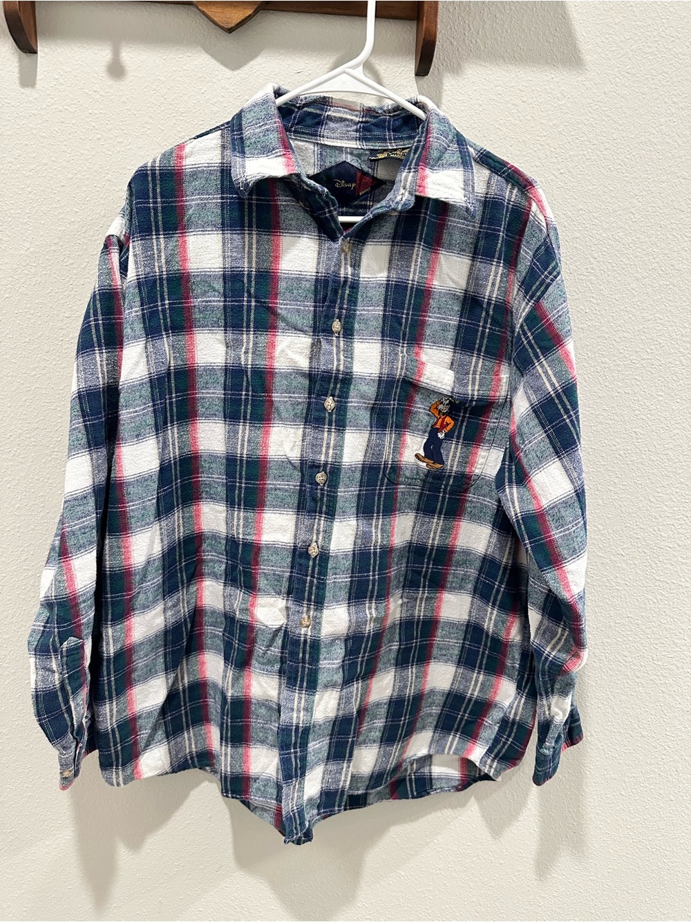 Vintage 90s Disney Goofy Plaid Flannel Embroidered Shirt XL